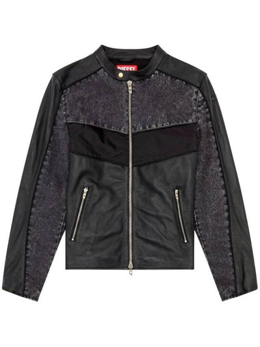 L Leopol Panelled Leather Jacket Black - DIESEL - BALAAN 1