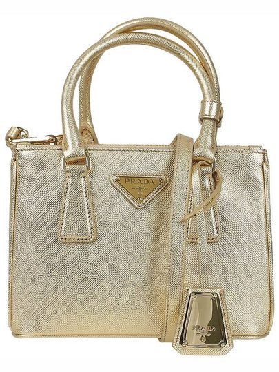 Galleria Saffiano Leather Mini Tote Bag Gold - PRADA - BALAAN 2