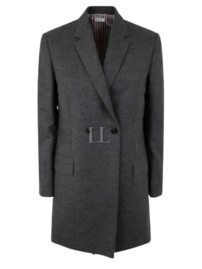 Women's Flannel Sports Wool Double Coat Medium Grey - THOM BROWNE - BALAAN 2