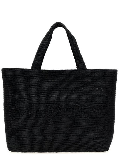 Raffia Tote Bag Black - SAINT LAURENT - BALAAN 2