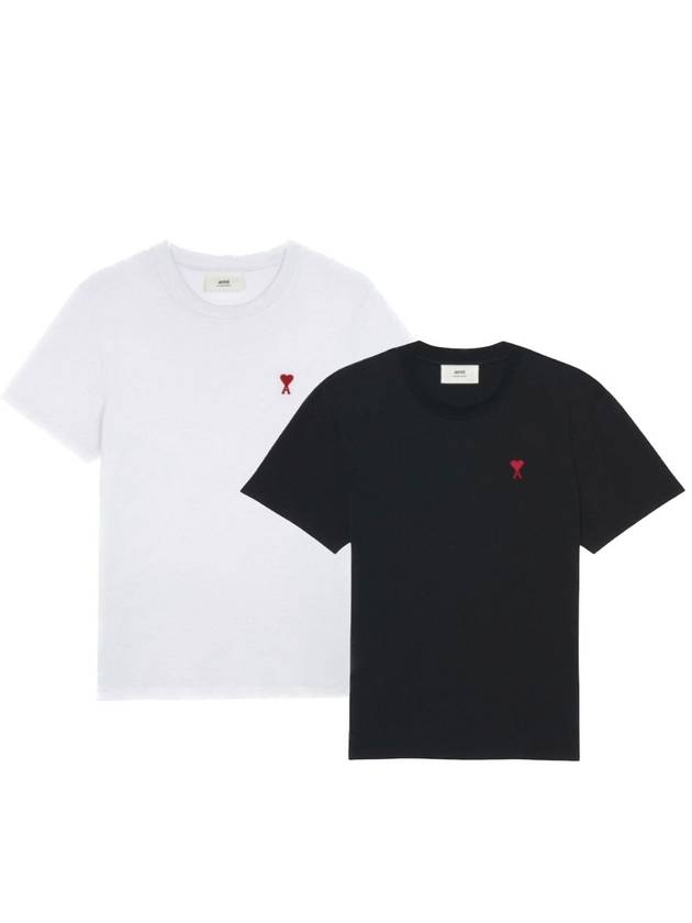 Small Heart Logo Short Sleeve T-Shirt White - AMI - BALAAN 2