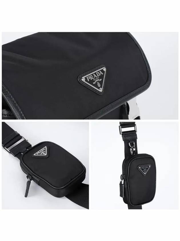 Triangle Logo Re-Nylon Saffiano Leather Cross Bag Black - PRADA - BALAAN 6