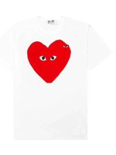 Red Waffen Pig Twin Heart White Men's Short Sleeve T-Shirt 194030 - COMME DES GARCONS - BALAAN 1