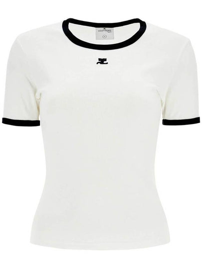 Contrast Signature Short Sleeve T-Shirt White - COURREGES - BALAAN 2