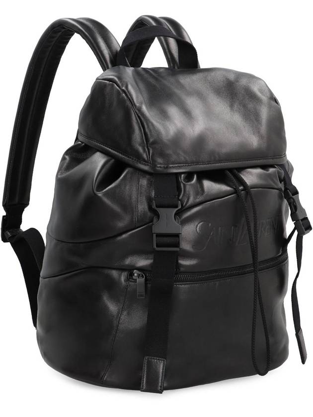 Grained Leather Backpack Black - SAINT LAURENT - BALAAN 4