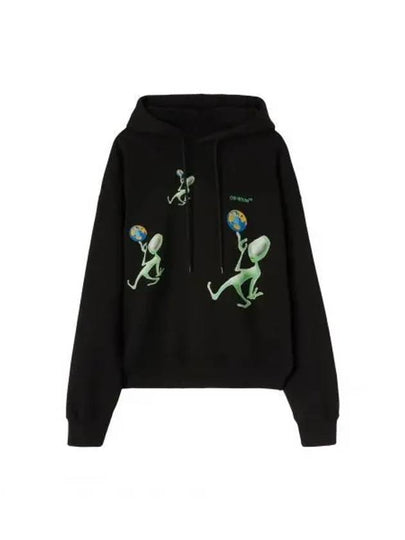 Alien Logo Drawstring Hoodie Black - OFF WHITE - BALAAN 2