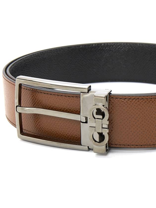 Gancini Reversible Adjustable Leather Belt Radica Black - SALVATORE FERRAGAMO - BALAAN 7