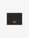 Saffiano Leather Triangle Logo Card Wallet Black Gold - PRADA - BALAAN 3