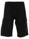 Men's Logo Patch Stretch Cargo Shorts Black - CP COMPANY - BALAAN 1