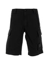 Men's Logo Patch Stretch Cargo Shorts Black - CP COMPANY - BALAAN 1