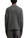 Intarsia Logo Crewneck Knit Top Dark Grey - AMI - BALAAN 6