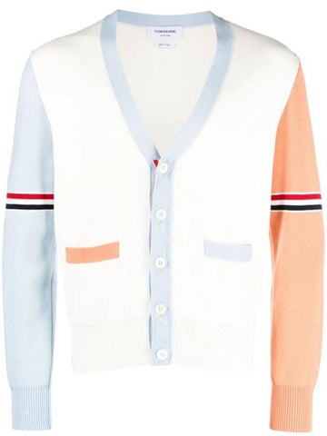 Funmix Cotton ArmBand V-Neck Cardigan - THOM BROWNE - BALAAN 1