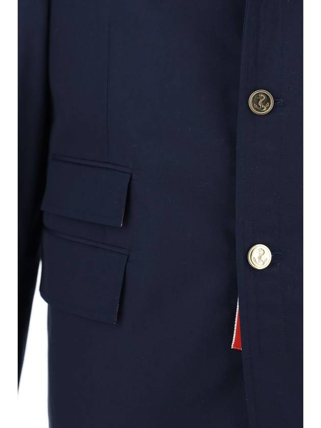 Typewriter Cloth Grosgrain Placket Sport Jacket Navy - THOM BROWNE - BALAAN 5