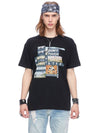 Patchwork Print Short Sleeve T-Shirt Black - MOOSE KNUCKLES - BALAAN 2