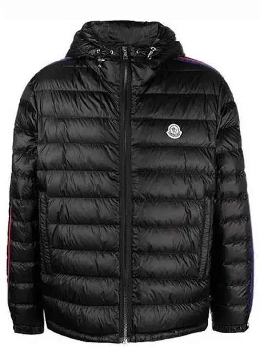 1A00012 53279 999 AGOUT logo patch down hooded jacket black men s TLS 271442 - MONCLER - BALAAN 1