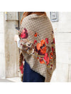 GG Flower Square Shawl Wool Muffler Red - GUCCI - BALAAN 4