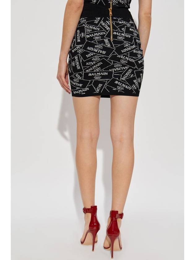 Balmain Short Skirt With Monogram, Women's, Black - BALMAIN - BALAAN 4