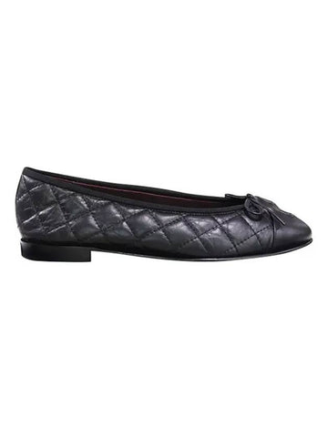 CC Logo Quilted Ribbon Ballerina Flats Black - CHANEL - BALAAN 1