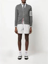 4-Bar V-Neck Milan Seersucker Cardigan Medium Grey - THOM BROWNE - BALAAN 6