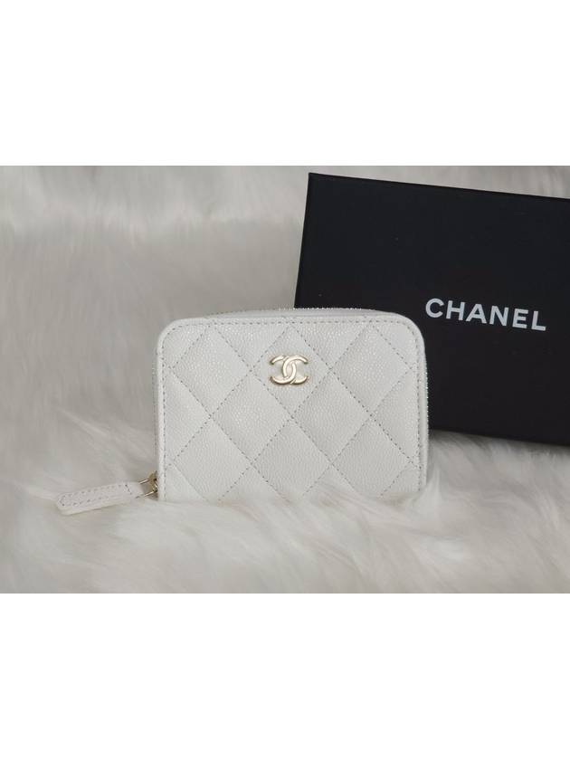 Classic zipper card wallet caviar white gold AP0216 B16718 10601 - CHANEL - BALAAN 4