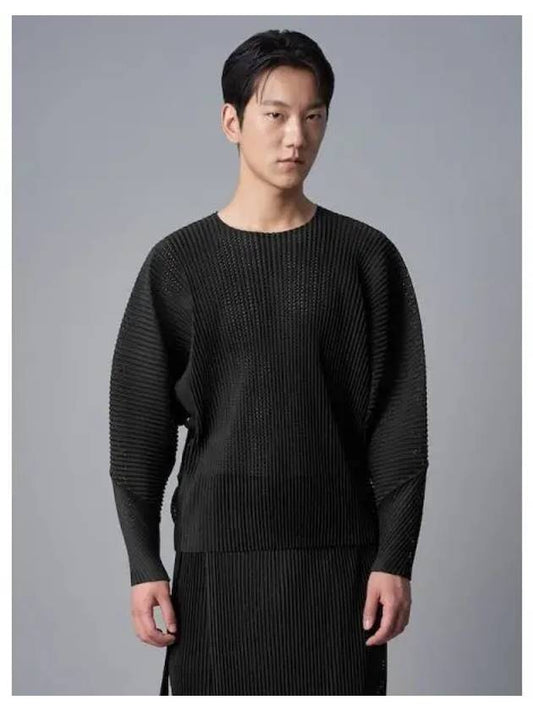 Light mesh oversized dolman sleeve t shirt black domestic product - ISSEY MIYAKE - BALAAN 1