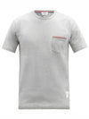 Men's Medium Weight Jersey Tipped Pocket Crewneck Short Sleeve T-Shirt Light Grey - THOM BROWNE - BALAAN 2