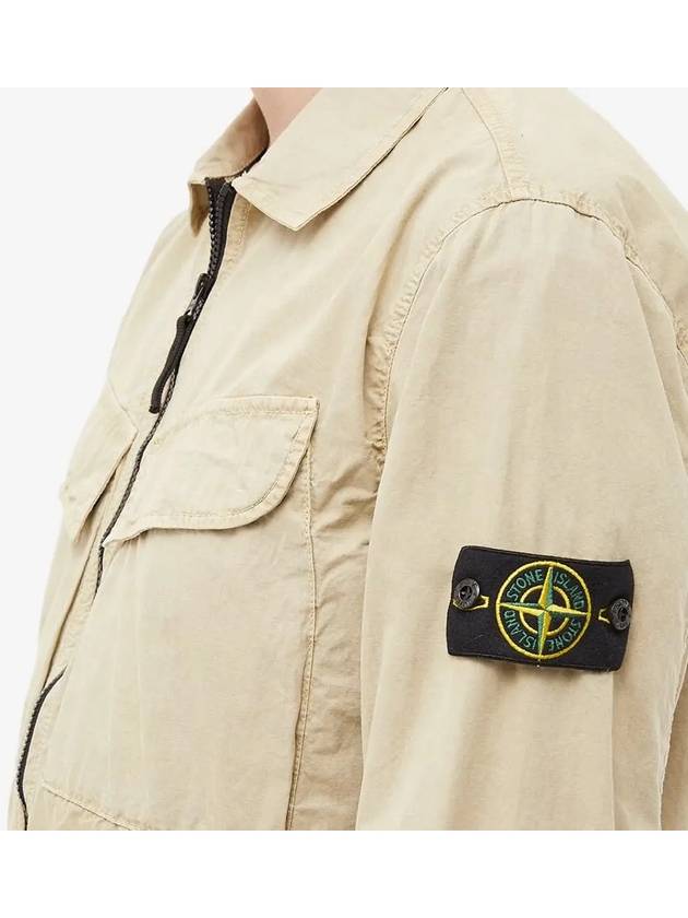 Wappen Patch Old Effect Zip-Up Jacket Beige - STONE ISLAND - BALAAN 3