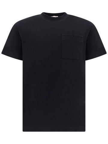 V detail cotton short sleeve t-shirt black - VALENTINO - BALAAN 1