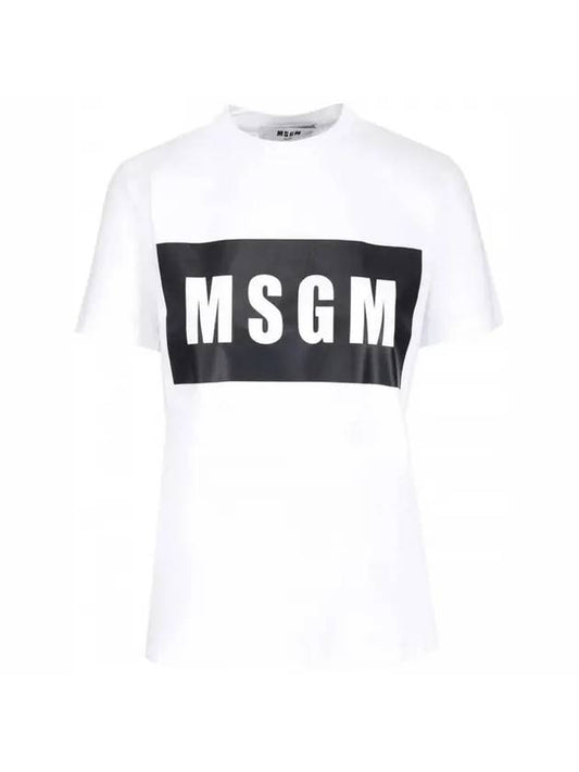 Women's Box Logo Short Sleeve T-Shirt White - MSGM - BALAAN 1