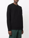 Men's Waffen Patch Round Neck Knit Top Black - STONE ISLAND - BALAAN 4