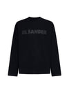 Logo Print Cotton Long Sleeve T-Shirt Black - JIL SANDER - BALAAN 1