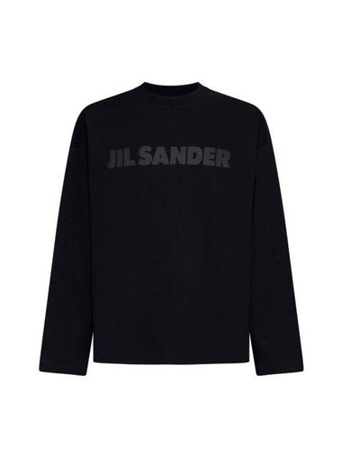 Logo Print Cotton Long Sleeve T-Shirt Black - JIL SANDER - BALAAN 1