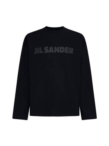 Logo Print Cotton Long Sleeve T-Shirt Black - JIL SANDER - BALAAN 1