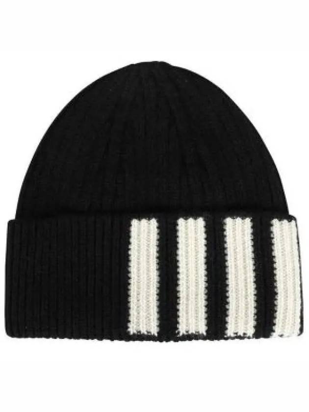 4 Bar Stripe Cashmere Beanie Black - THOM BROWNE - BALAAN 2