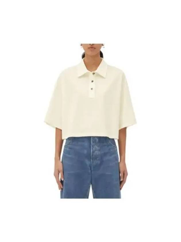 Cropped Short Sleeve Polo Shirt Off White - BOTTEGA VENETA - BALAAN 2