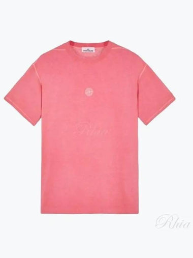 Logo embroidered short sleeve t shirt top cyclamen 781520957V0187 - STONE ISLAND - BALAAN 1