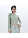 RIBBED KNIT FRINGED PULLOVER MINT - ETCH - BALAAN 5