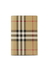 Checked Leather Passport Wallet Beige - BURBERRY - BALAAN 1