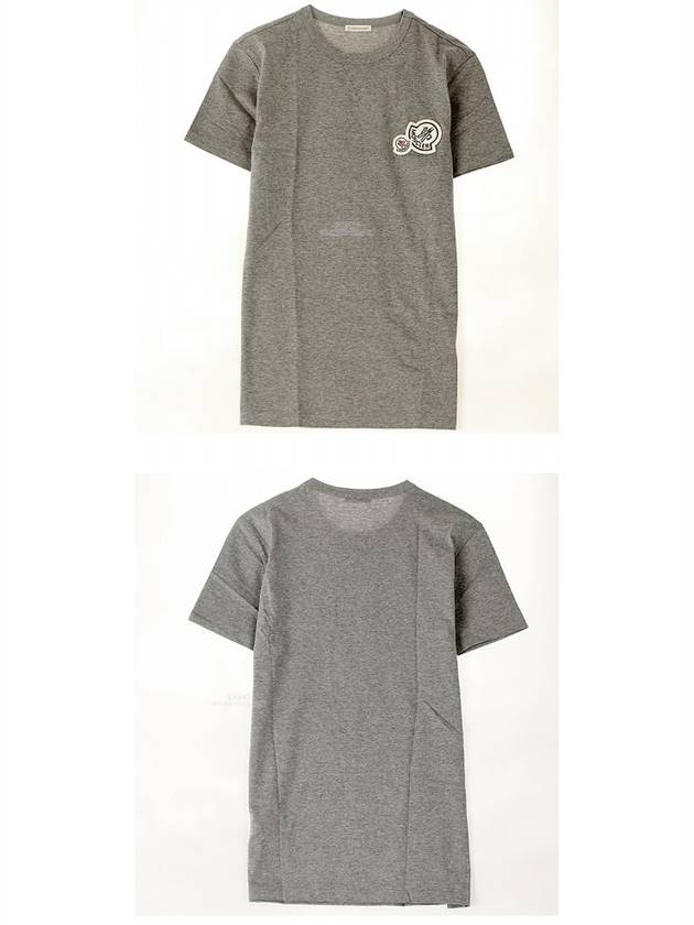 Double Logo Patch Short Sleeve T-Shirt Grey - MONCLER - BALAAN 5