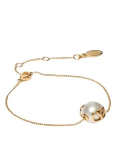 Signature V Logo Pearl Bracelet Gold - VALENTINO - BALAAN 2