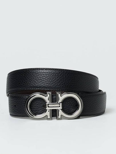 Men's Gancini Reversible Leather Belt Black - SALVATORE FERRAGAMO - BALAAN 2