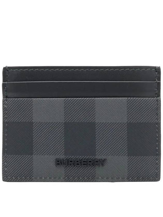 Check Leather Card Case Charcoal - BURBERRY - BALAAN 2