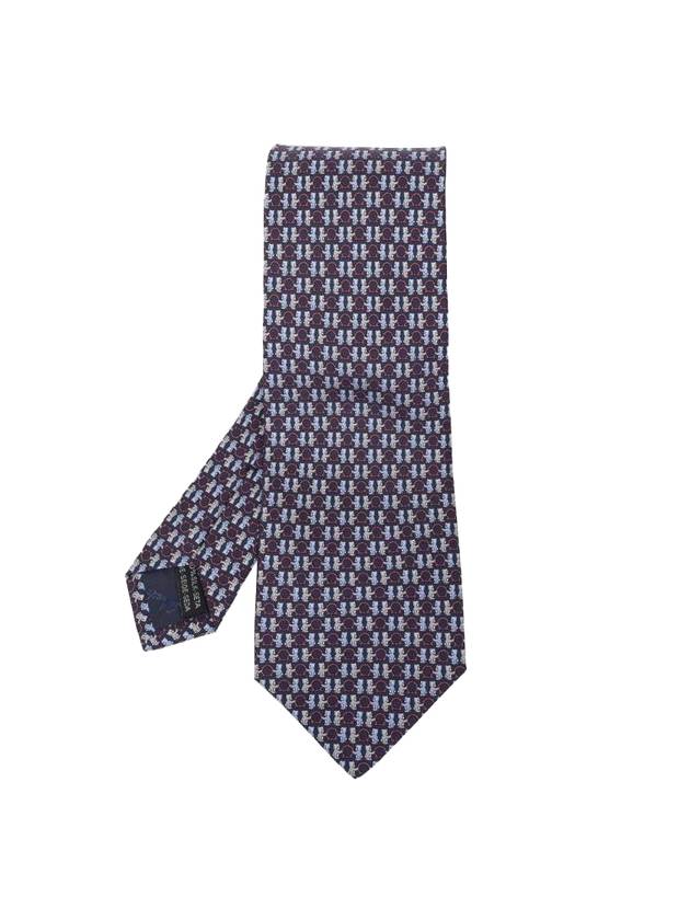 Bear Logo Print Silk Tie Navy - SALVATORE FERRAGAMO - BALAAN 1