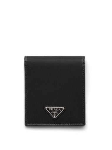 Triangle Logo Re-Nylon Half Wallet Black - PRADA - BALAAN 1