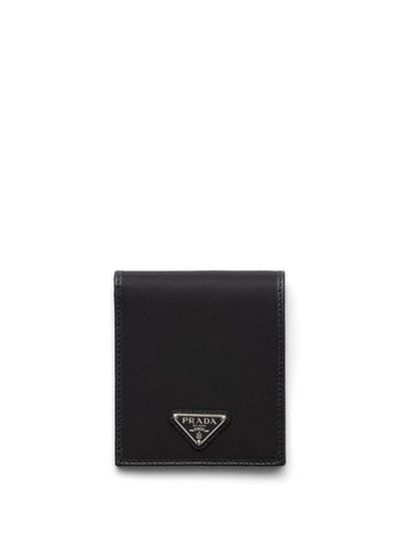 Triangle Logo Re-Nylon Half Wallet Black - PRADA - BALAAN 1