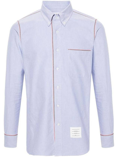 Oxford Grosgrain Framing Long Sleeve Shirt Light Blue - THOM BROWNE - BALAAN 2