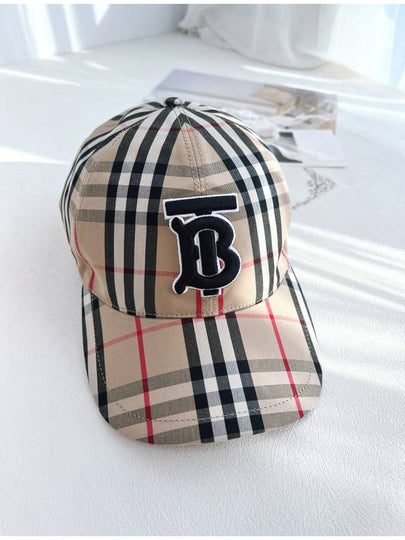 Monogram Motif Vintage Check Cotton Ball Cap Beige - BURBERRY - BALAAN 2