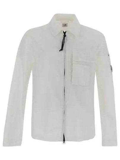 Lens Wappen Flat Pocket Nylon Shirt Zip Up Jacket White - CP COMPANY - BALAAN 2