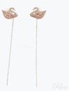 Dazzling Swan Drop Earrings Pink Rose Gold - SWAROVSKI - BALAAN 2