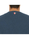 Textured Back Stripe Crewneck Cotton Knit Top Dark Blue - THOM BROWNE - BALAAN 8